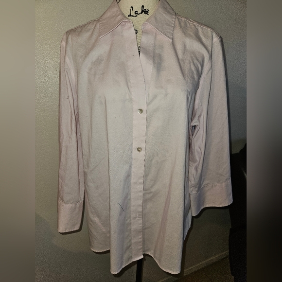 Foxcroft Womans Button Up 3/4 Sleeve Pink Blouse Size Xxl - Picture 1 of 11